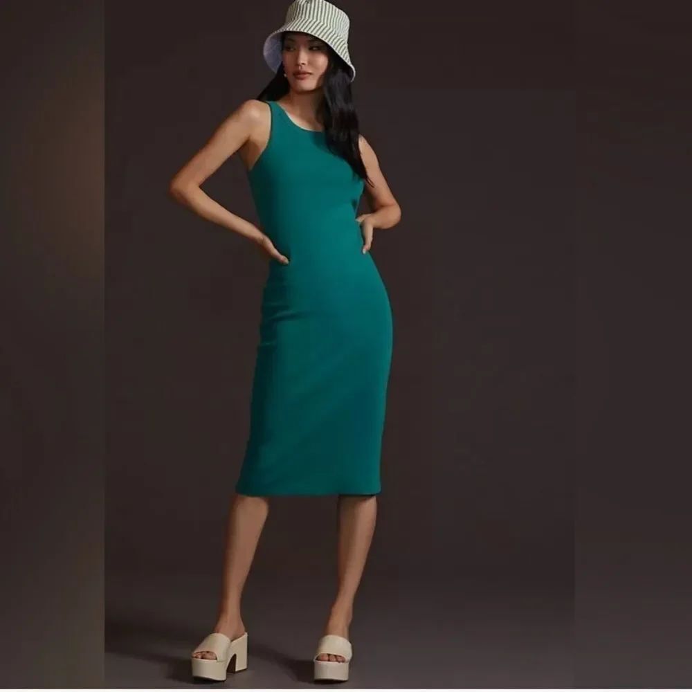 SALE! MOTHER Teal Rib Knit Tank Midi Dress XS